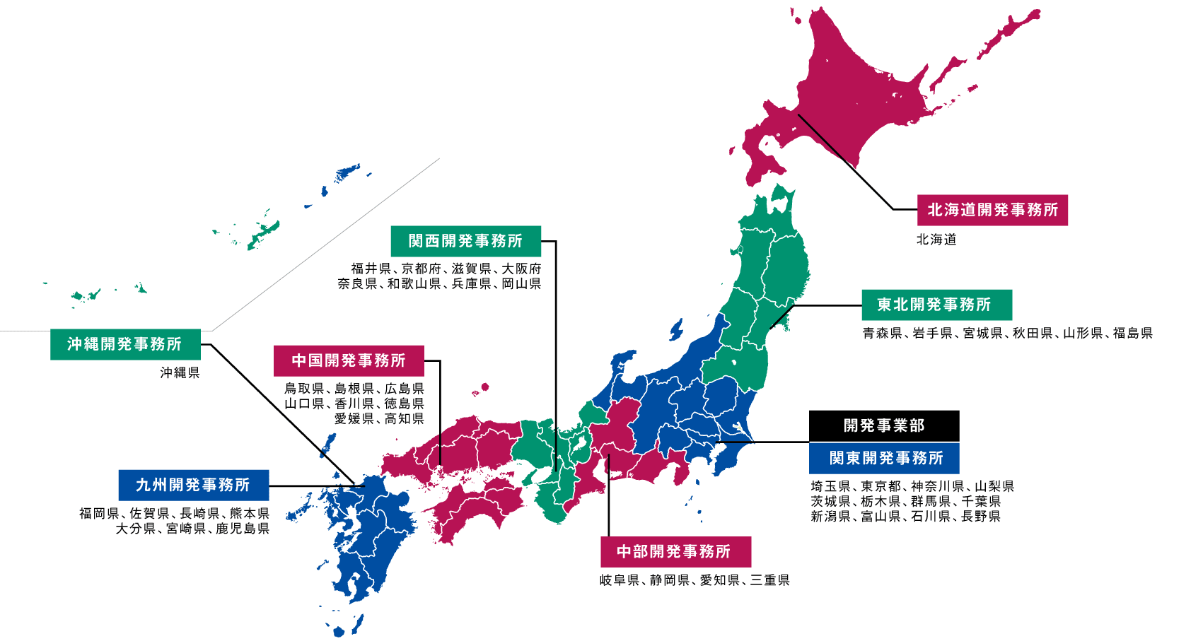 開発事業部所管事務所地図