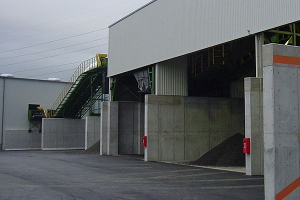 Crushing plant (left) and recycled aggregate yard